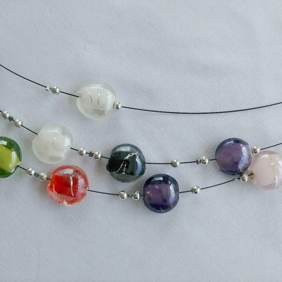 Colourful Beaded Necklace, Glass  Beads - Picture 3 of 5